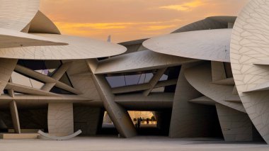 Doha, Katar-Mayıs 06.2023: Katar Ulusal Müzesi, Katar 'ın Doha kentinde bulunan ulusal bir müzedir..