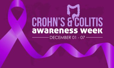 Crohns & Colitis Farkındalık Haftası Vektör illüstrasyon Tasarım Konsepti 1-7 Aralık tarihleri arasında gözlemlendi