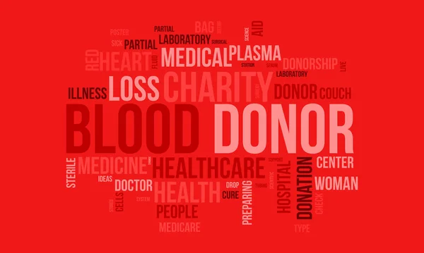 Doador Sangue Mundo Nuvem Fundo Consciência Saúde Conceito Design Ilustração — Vetor de Stock