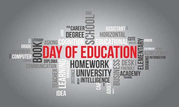 Ημέρα Της Εκπαίδευσης Παγκόσμιο Σύννεφο Φόντο Εκπαιδευτική Ευαισθητοποίηση Σχεδιασμός Εικονογράφησης — Διανυσματικό Αρχείο