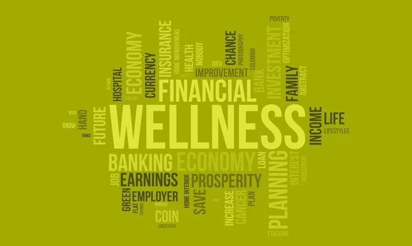 Financial Wellness World Cloud Background Lifestyle Awareness Vector Illustration Design — Stock Vector