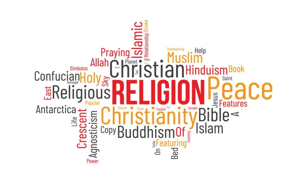 Religione Mondo Nube Sfondo Consapevolezza Religiosa Concetto Illustrazione Vettoriale — Vettoriale Stock