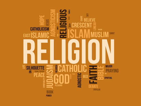 Religion world cloud background. Religious awareness Vector illustration design concept.