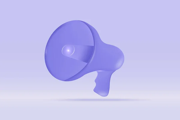 3D扩音器闪闪闪电符号与浅蓝色背景隔离 现实的扬声器牛角3D矢量渲染示例 — 图库矢量图片