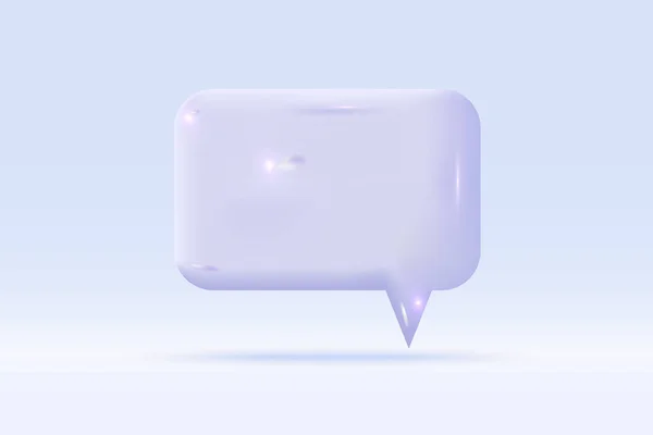 3D语音气泡紫色符号在浅蓝色背景上孤立 现实的社交媒体聊天3D矢量渲染示例 — 图库矢量图片