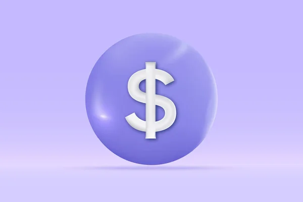 Geld Dollar Symbol Isoliert Auf Hellblauem Hintergrund Realistische Kreis Geld — Stockvektor