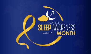 National Sleep Awareness Month. Consider of your well-being impact concept banner, template, card, background observed on March