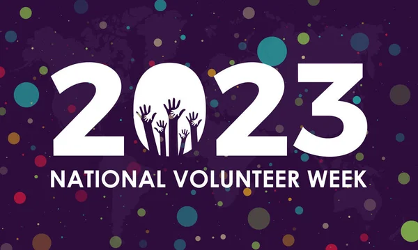 2023 Έννοια Εθνική Εβδομάδα Εθελοντών Εθελοντικές Κοινότητες Banner Ευαισθητοποίησης Πρότυπο — Διανυσματικό Αρχείο