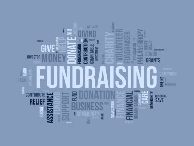 Bağış toplamak için kelime bulutu konsepti. Bağış fonu, hayırsever bağışçıların desteği. vektör illüstrasyonu.