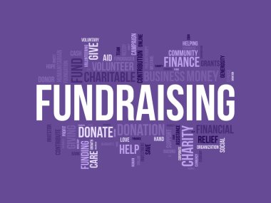 Bağış toplamak için kelime bulutu konsepti. Bağış fonu, hayırsever bağışçıların desteği. vektör illüstrasyonu.