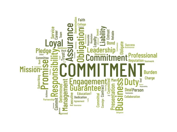 Word Cloud Achtergrond Concept Voor Commitment Verantwoordelijkheid Engagement Zakelijke Contract — Stockvector