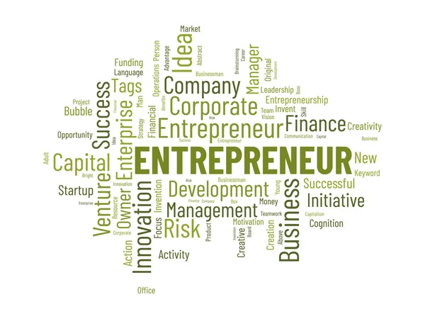 Conceito Fundo Nuvem Palavras Para Empreendedor Gestão Negócios Sucesso Financeiro — Vetor de Stock