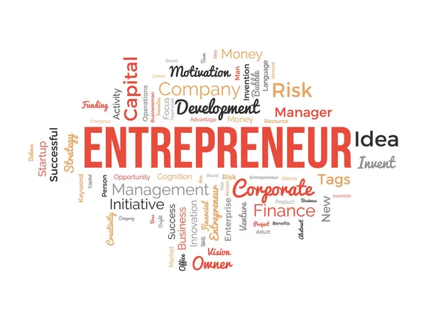 Word Σύννεφο Έννοια Φόντου Για Επιχειρηματίας Επιχειρηματική Διαχείριση Οικονομική Επιτυχία — Διανυσματικό Αρχείο
