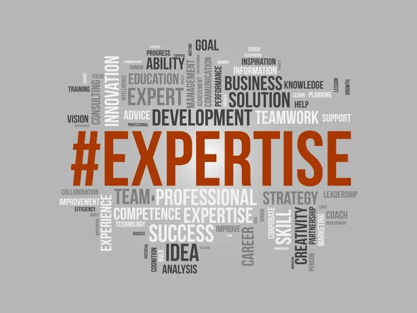 Έννοια Συννεφιού Word Για Expertise Επιδόσεις Επιχειρηματικής Επιτυχίας Ικανότητες Καριέρας — Διανυσματικό Αρχείο