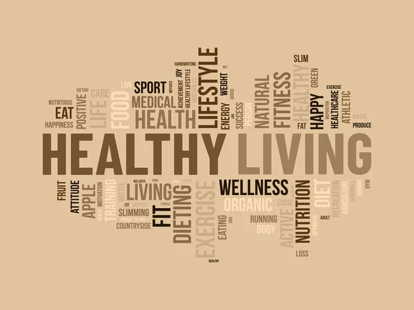 Sağlıklı Yaşam Için Kelime Bulutu Kavramı Diyet Egzersizi Sağlıklı Yaşam — Stok Vektör