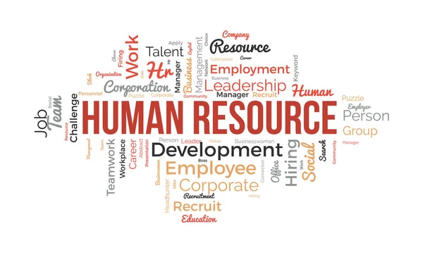 Word Cloud Hintergrundkonzept Für Human Resource Betriebswirtschaft Mitarbeiterentwicklung Unternehmen Präsentation — Stockvektor