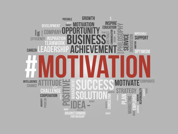 Motivasyon Için Kelime Bulutu Kavramı Olumlu Ilham Verici Tutum Başarı — Stok Vektör