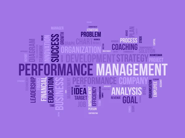 Word Cloud Hintergrundkonzept Für Performance Management Mitarbeiterengagement Fortschrittsstrategie Des Business — Stockvektor