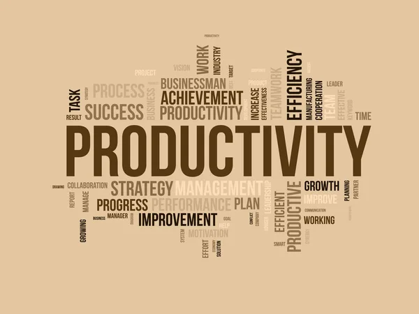 生産性のためのワードクラウドの背景概念 経済成長の生産的な進歩性能 ベクターイラスト — ストックベクタ