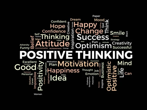 Word Cloud Background Concept Positive Thinking Success Attitude Creative Mindset — Stock Vector