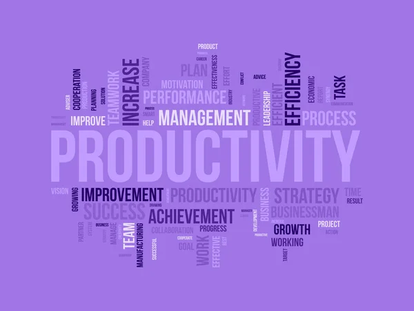 Word Cloud Hintergrundkonzept Für Produktivität Unternehmensleistung Produktive Fortschrittsleistung Des Wirtschaftswachstums — Stockvektor