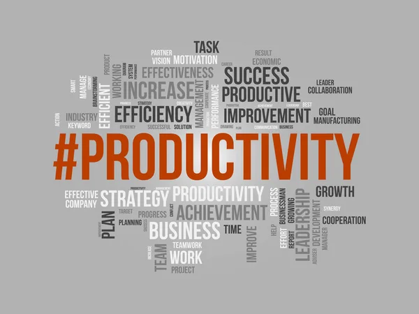 Έννοια Συννεφιού Word Για Την Παραγωγικότητα Επιχειρηματικό Επίτευγμα Παραγωγική Πρόοδος — Διανυσματικό Αρχείο