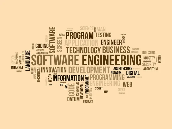 Conceito Fundo Nuvem Palavras Para Engenharia Software Sistema Programação Computadores —  Vetores de Stock