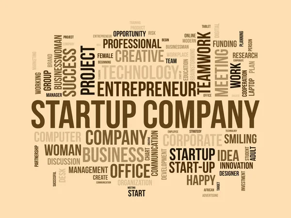 Startup Company Için Kelime Bulutu Konsepti Girişimcilik Fikri Şirket Planının — Stok Vektör