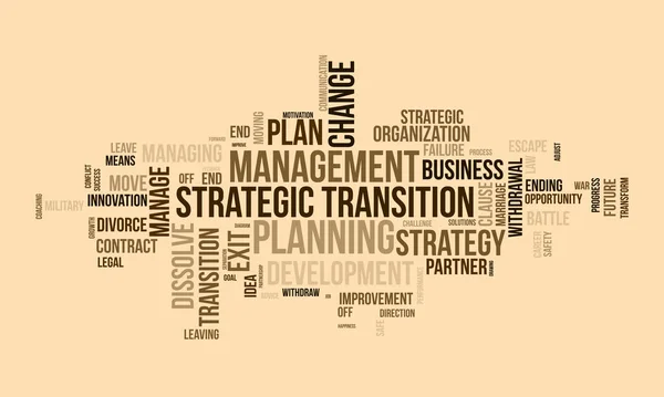 Koncepcja Chmury Słów Dla Strategicznej Transformacji Postępy Planowaniu Biznesowym Rzecz — Wektor stockowy