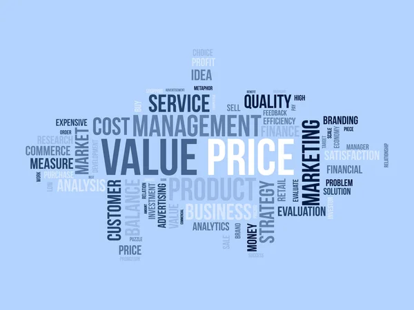Word Cloud Background Concept Value Price Metafora Finanční Analýzy Měřítkem — Stockový vektor