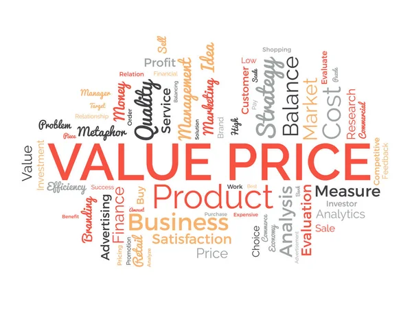 Word Cloud Background Concept Value Price Metafora Finanční Analýzy Měřítkem — Stockový vektor