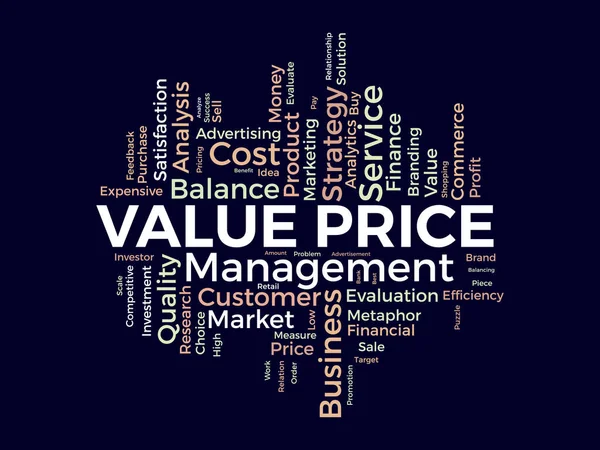 Концепция Облачного Фона Word Value Price Метафора Финансового Анализа Мерой — стоковый вектор