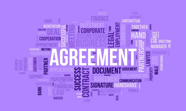 Word Cloud Hintergrundkonzept Für Agreement Dokument Des Gesellschaftsvertrages Rechtliche Geschäftliche — Stockvektor