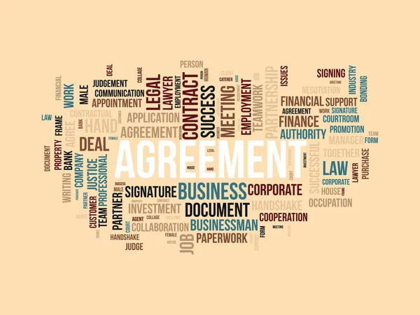 Anlaşma Için Kelime Bulutu Konsepti Şirket Sözleşmesi Belgesi Finansal Hakların — Stok Vektör