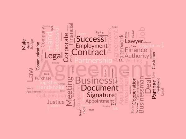 Word Cloud Achtergrond Concept Voor Overeenkomst Corporate Contract Document Juridische — Stockvector