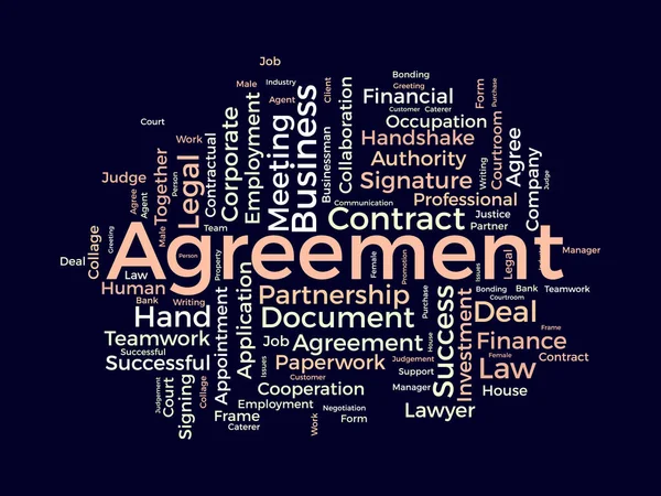 Anlaşma Için Kelime Bulutu Konsepti Şirket Sözleşmesi Belgesi Finansal Hakların — Stok Vektör