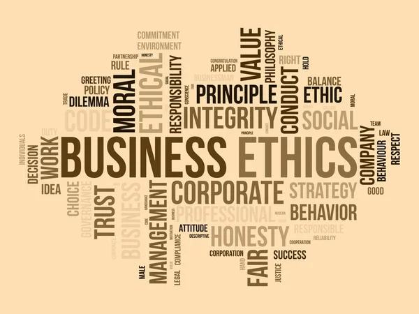 용어는 비즈니스 윤리를 개념을 어둡게 기업의 정직성 기업의 도덕적 가치의 — 스톡 벡터