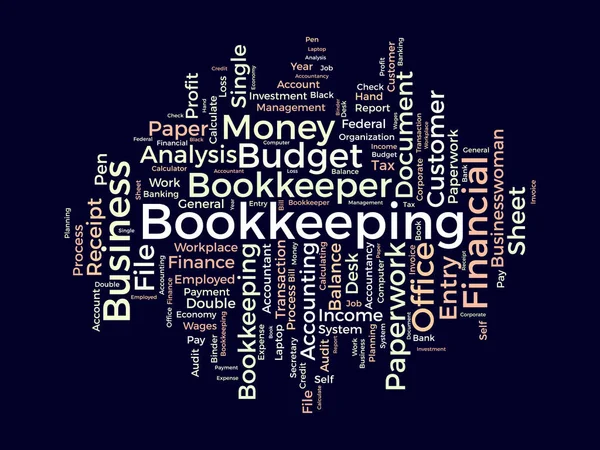 Έννοια Συννεφιού Word Για Την Τήρηση Βιβλίων Δημοσιονομικός Προϋπολογισμός Επιχειρηματική — Διανυσματικό Αρχείο