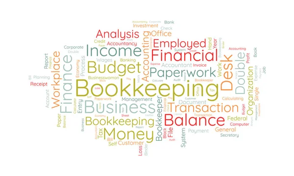 Word Cloud Hintergrundkonzept Für Die Buchhaltung Finanzhaushalt Transaktionskredite Der Zahlung — Stockvektor