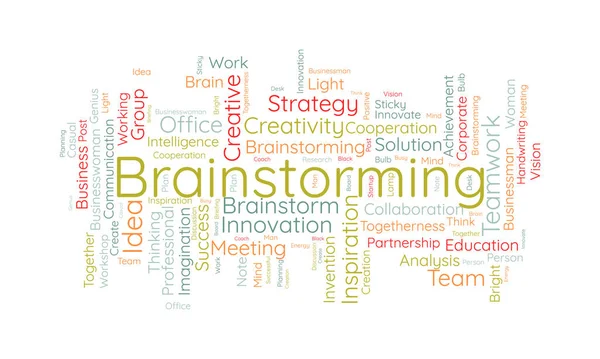 Word Cloud Achtergrond Concept Voor Brainstorming Creatieve Innovatie Brainstorm Idee — Stockvector