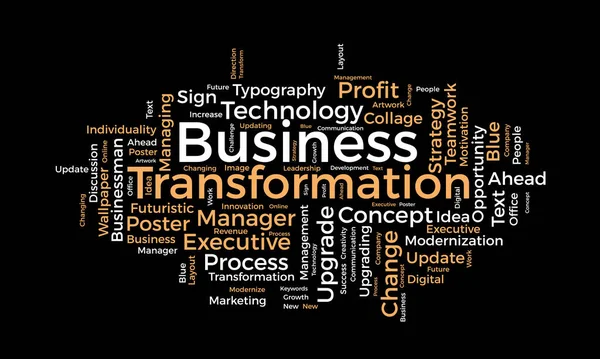 Word Cloud Background Concept Business Transformation 业务增长管理战略的变革或现代化的业务概念 矢量说明 — 图库矢量图片