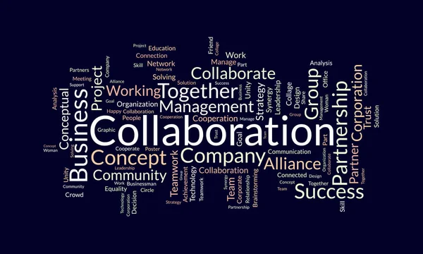 Word Cloud Background Concept Collaboration Company Teamwork Collaboration Success Strategy — Stock Vector