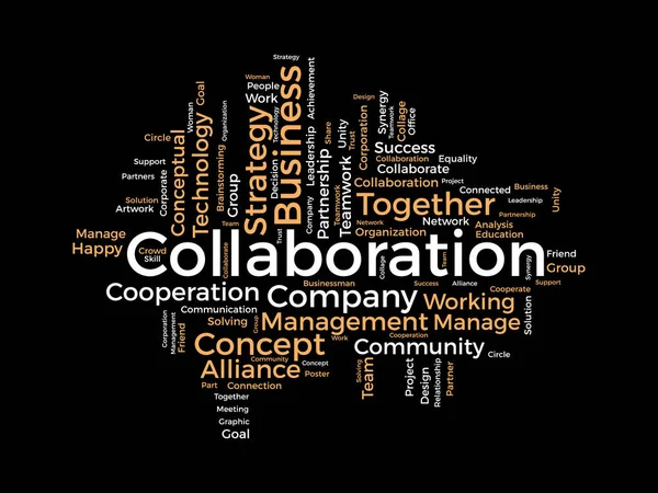 Şbirliği Için Kelime Bulutu Konsepti Başarı Stratejisi Için Şirket Takım — Stok Vektör