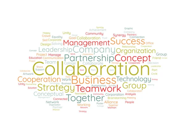 コラボレーションのためのワードクラウドの背景コンセプト 成功戦略のための会社のチームワークのコラボレーション ベクターイラスト — ストックベクタ