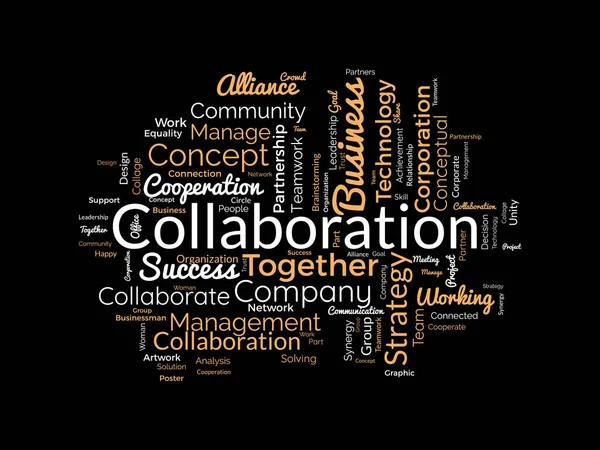 Word Cloud Hintergrundkonzept Für Collaboration Teamwork Unternehmen Für Die Erfolgsstrategie — Stockvektor