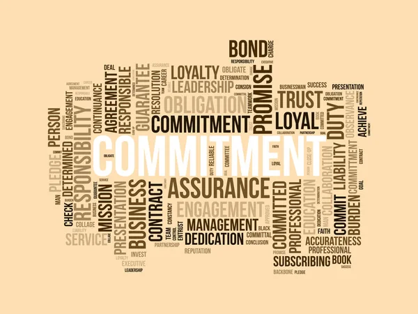 Concept Fond Nuage Word Pour Engagement Engagement Responsabilité Obligation Contractuelle — Image vectorielle