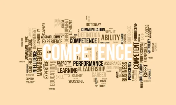 Concetto Sfondo Cloud Word Competenza Capacità Performance Leadership Attitudine Alla — Vettoriale Stock