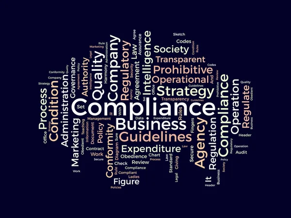 Word Cloud Background Concept Compliance Business Agency Policy Guidelines Quality — Stock Vector