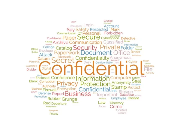 Concepto Fondo Nube Palabras Para Confidencial Autoridad Información Secreta Privacidad — Vector de stock