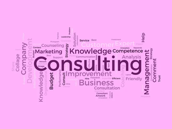 Word Cloud Achtergrond Concept Voor Consulting Business Service Oplossing Advies — Stockvector